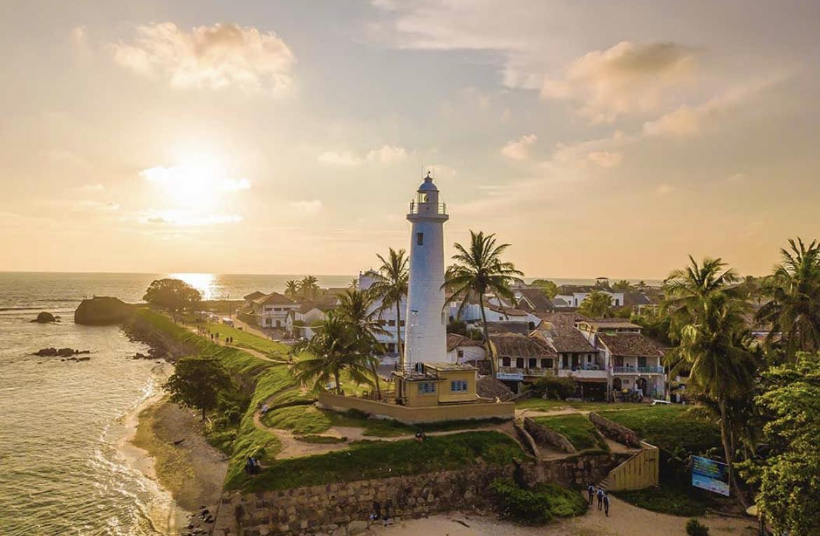 Galle Fort lighthouse at golden hour